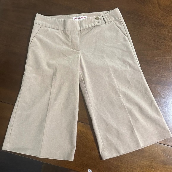 Guess Cropped Wide Leg‎ Pants Button Pocket Detail Neutral Trousers size 29 - Picture 8 of 8